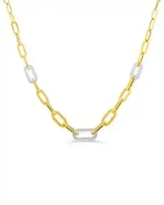 Joyerías Bizzarro Cadena de oro amarillo y blanco 14k con zirconias (56cm) oferta