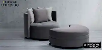 Sillón redondo giratorio y taburete gris viviane
