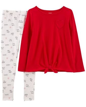 Conjunto de 2 piezas de blusa y leggings de corazones carter's