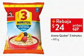 Walmart Avena Quaker 3 Minutos 610g oferta