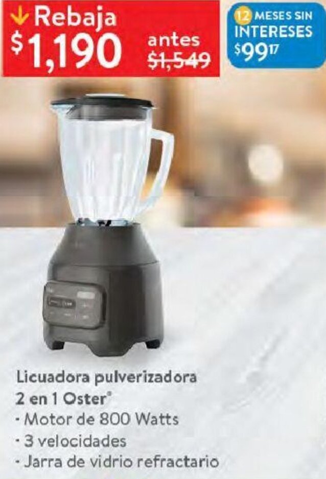 Licuadora Pulverizadora 2 en 1 Oster oferta en Walmart