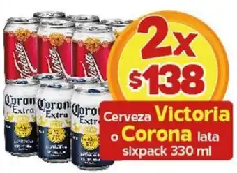Cerveza Victoria o Corona Lata Sixpack 330ml
