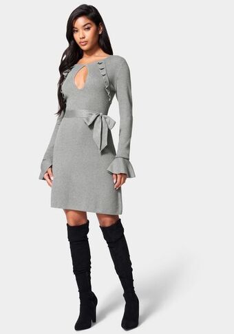 Bebe Bell sleeve belted sweater dress oferta