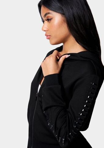 Bebe Scuba embellished zip up hoodie oferta
