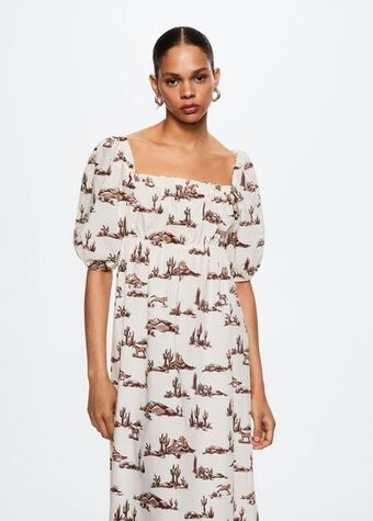 Mango Vestido algodón estampado oferta