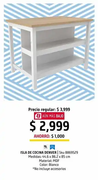 Isla cocina denver xl blanca