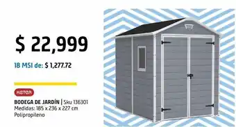 Sodimac Homecenter Bodega exterior de jardín 185 x 236 x 227 cm oferta