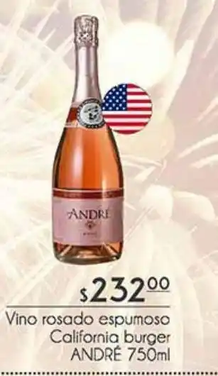 Vino rosado espumoso california burger andré 750ml