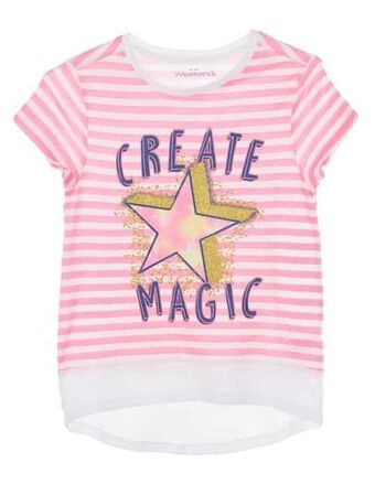Suburbia Playera weekend estampado gráfico manga corta para niña oferta