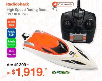 RadioShack Lancha a control remoto recargable radioshack / escala 1:36 / blanco con naranja oferta