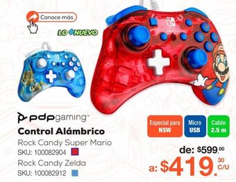RadioShack Control alámbrico pdp rock candy super mario / nintendo switch / rojo oferta
