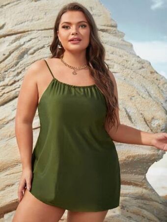 SHEIN Bañador bikini unicolor de talle alto oferta