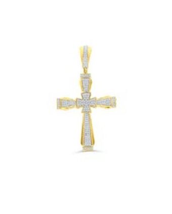Joyerías Bizzarro Dije de cruz de oro amarillo 10k sin cadena con 50pts de diamante (vsi-vs2) (g-h) oferta