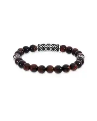 Joyerías Bizzarro Pulsera acero para caballero con piedra ojo tigre roja oferta