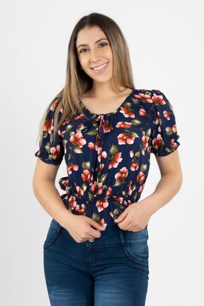 Blusa de flores manga corta oferta en Santory