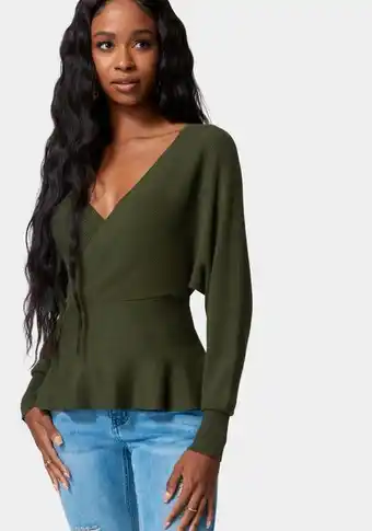 Bebe Cross front peplum sweater oferta
