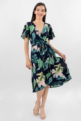 Santory Vestido corto con flores manga corta oferta