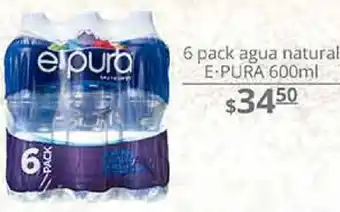 La Comer 6 Pack Agua Natural E-Pura 600ml oferta