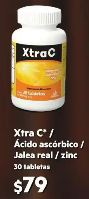Xtra C/Ácido Ascórbico/ Jslea Real/ Zinc 30 Tabletas