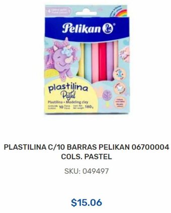 Plastilina c/10 Barras Pelikan 06700004 Cols. Pastel