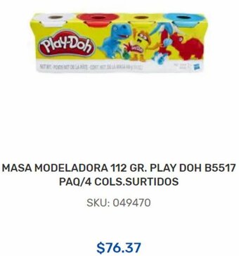 Masa Modeladora 112g Play Doh B5517 Paq/ 4 Cols. Surtidos