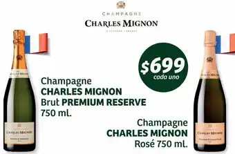 Soriana Híper Champagne Charles Mignon Brut Premium Reserve 750ml / Champagne Charles Mignon Rosé 750ml oferta