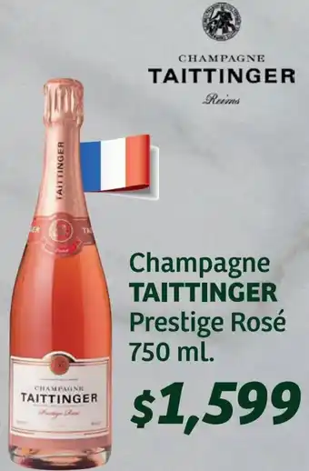 Soriana Híper Champagne Taittinger Prestige Rosé 750ml oferta