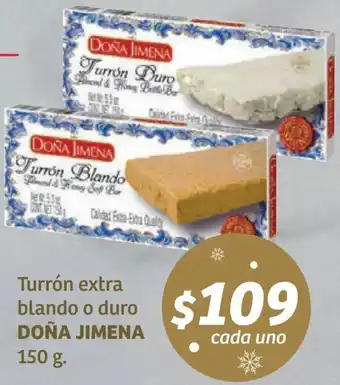 Soriana Híper Turrón Extra Blanco o Duro Doña Jimena 150g oferta