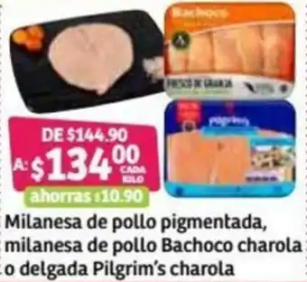 Milanesa De Polla Pigmentada,Milanesa De Pollo Bachoco Charola o Delgada Pilgrim's Charola