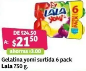 Soriana Híper Gelatina Yomi Surtida 6 Pack Lala 750g oferta