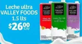 Soriana Híper Leche Ultra Valley Foods 1.5 lts oferta