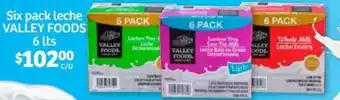 Soriana Híper Six Pack Leche Valley Foods 6 lts. oferta