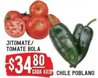 Soriana Híper Jitomate/Tomate Bola, Chile Poblano oferta