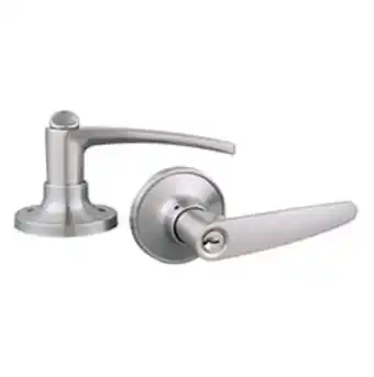 The Home Depot Cerradura defiant tipo manija para entrada de níquel satinado con llave oferta