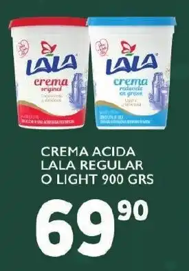 Alsuper Crema Acida Lala Regular o Light 900g oferta