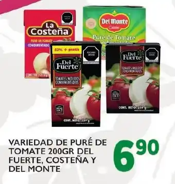 Variedad de Puré de Tomate 200g Del Fuerte, La Costeña y Del Monte