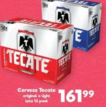 S-Mart Cerveza Tecate Original o Light Lata 12 Pack oferta
