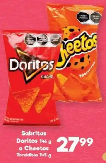 S-Mart Sabritas Doritos 146g o Cheetos Torciditos 145g oferta