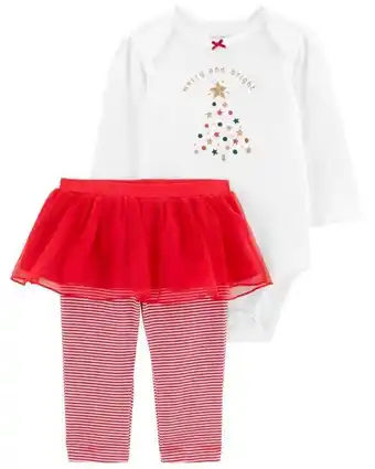 Conjunto de 2 piezas de pantalón con tutú y pañalero de navidad carter's