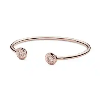 Pandora Brazalete abierto con pavé y logotipo recubrimiento en oro rosa de 14k oferta