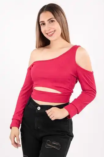 Santory Blusa lisa asimétrica manga larga oferta