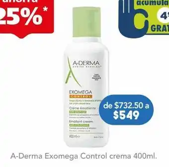 Farmacia San Pablo A-derma exomega control crema facial y corporal para piel con tendencia atópica 400 ml oferta