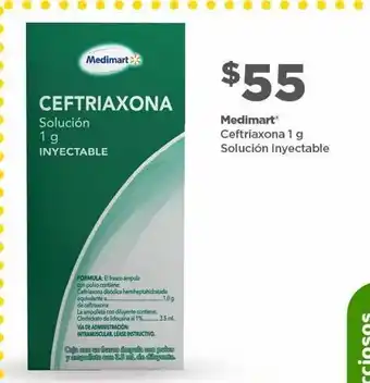 Bodega Aurrerá Ceftriaxona 1g solucón inyectable oferta