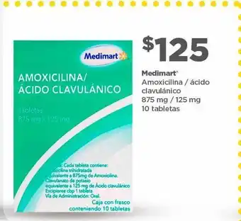 Bodega Aurrerá Amoxicilina/ácido clavulánico 875mg/125mg 10 tabs oferta