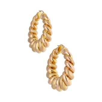 Nacional Monte de Piedad Arracadas huecas en oro amarillo 14 kilates. oferta