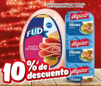 Jamón Pierna Mandolina Fud 1-1kg (6) / Jamón Virginia Pavo Alpino 1-3.2kg