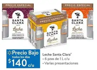Walmart Leche Santa Clara 6pzas de 1L c/u oferta
