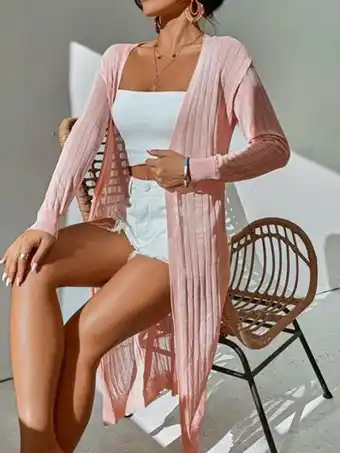 SHEIN Cárdigan de hombros caídos con parte delantera abierta oferta
