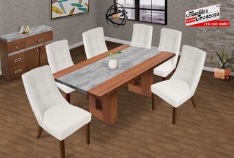 Muebles Troncoso Antecomedor futura nogal - sillas ontario oister oferta