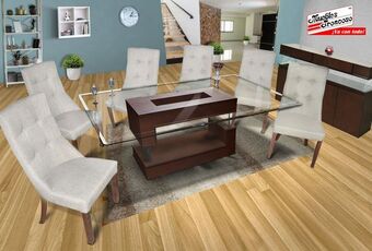 Muebles Troncoso Antecomedor versalles nogal - sillas futura ontario pta/tabaco oferta